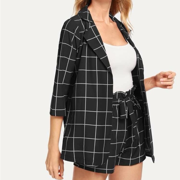 2 Piece Matching Set Plaid Blazer and Shorts Small - Picture 2 of 5